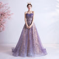 Strapless Purple Sequin Starry Dress Wedding Dress - Luzilly Bridal & Apparel