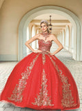 Strapless Red Tulle Quinceañera Ball Gown - Luzilly Bridal & Apparel