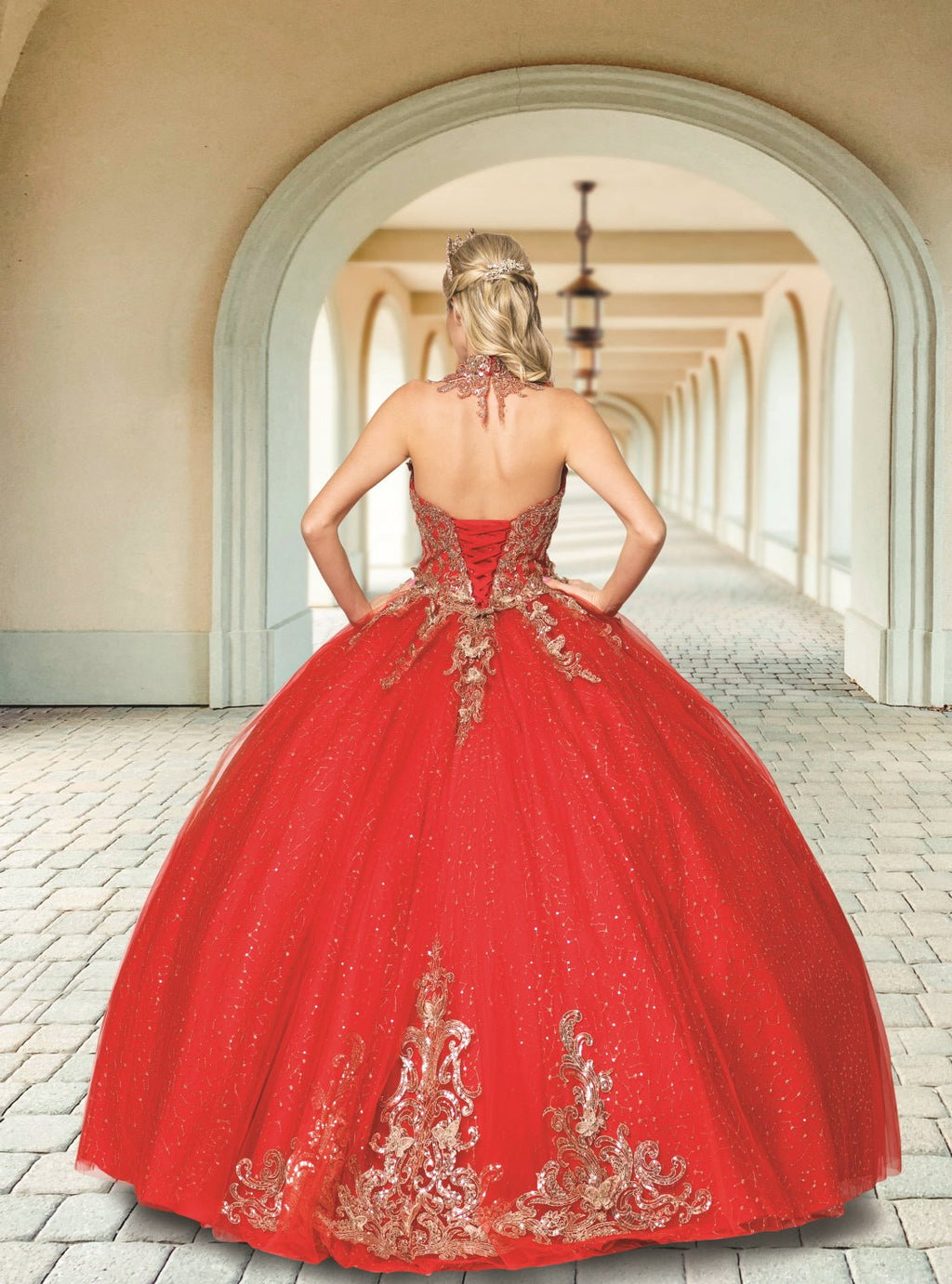 Strapless Red Tulle Quinceañera Ball Gown - Luzilly Bridal & Apparel
