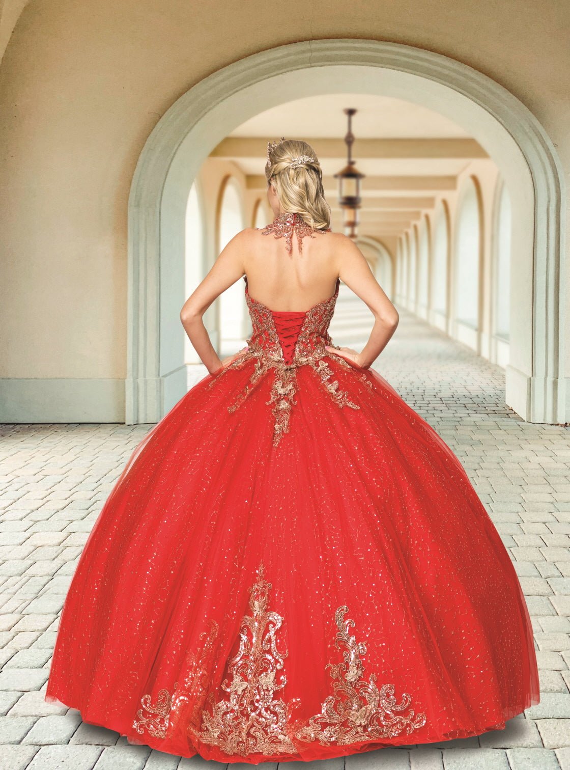 Strapless Red Tulle Quinceañera Ball Gown - Luzilly Bridal & Apparel
