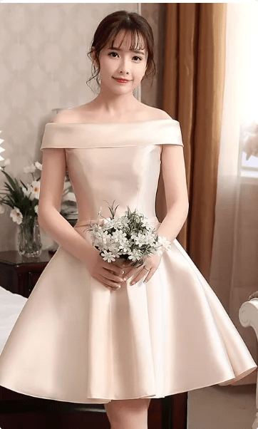 Strapless Satin A-Line Short Bridesmaid Dress with Bow Sash - Luzilly Bridal & Apparel