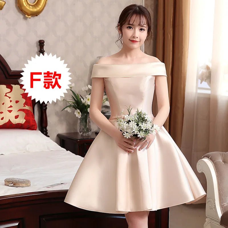 Strapless Satin A-Line Short Bridesmaid Dress with Bow Sash - Luzilly Bridal & Apparel