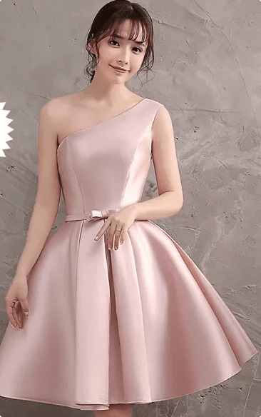 Strapless Satin A-Line Short Bridesmaid Dress with Bow Sash - Luzilly Bridal & Apparel
