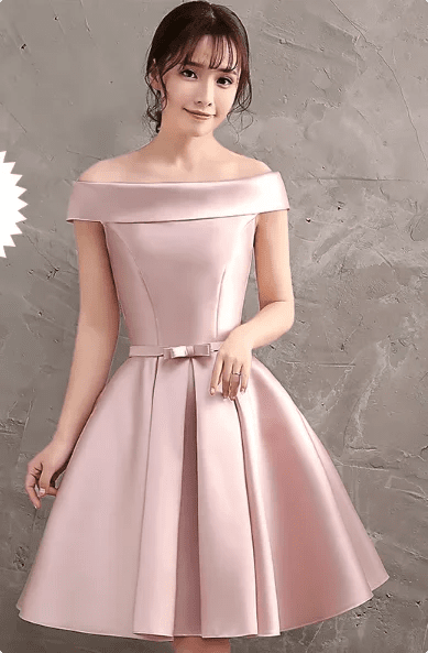 Strapless Satin A-Line Short Bridesmaid Dress with Bow Sash - Luzilly Bridal & Apparel