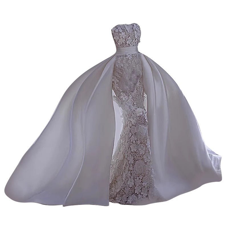 Strapless Satin Fishtail Wedding Dress - Luzilly Bridal & Apparel
