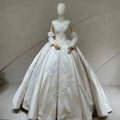 Strapless Satin Lace Ball Gown Wedding Dress - Luzilly Bridal & Apparel