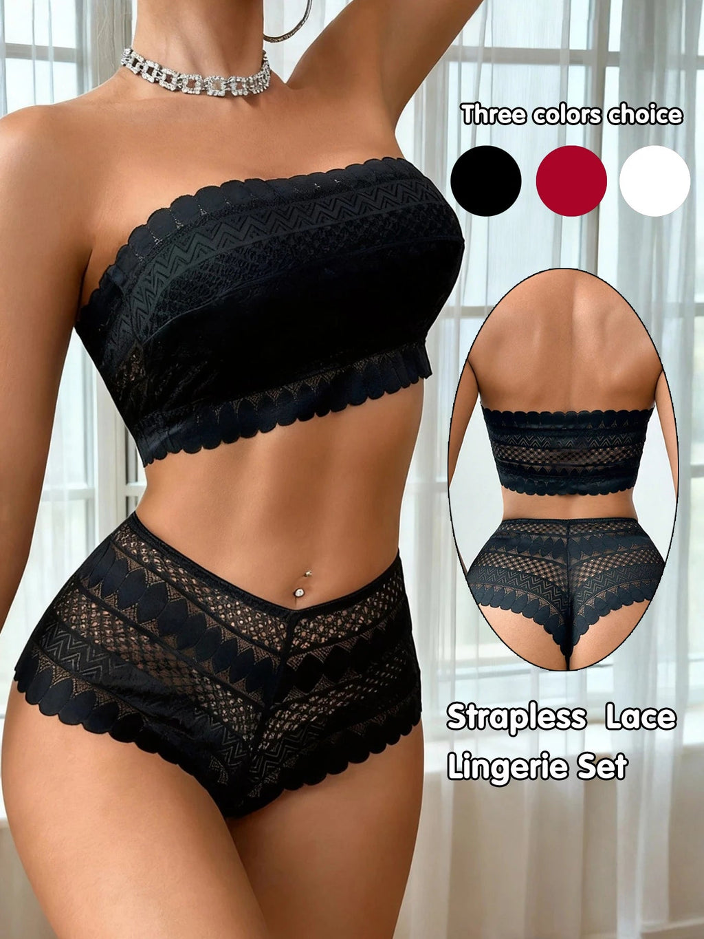 Strapless Seamless Lace Bralette & Panty Set - Luzilly Bridal & Apparel