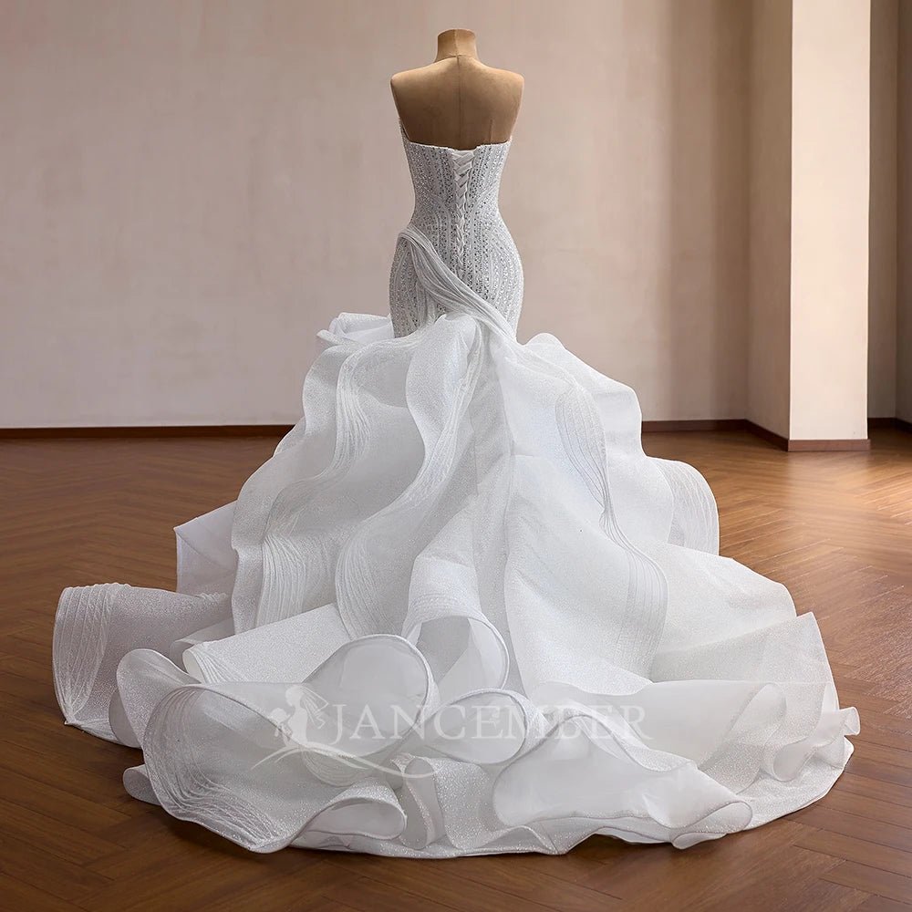 Strapless Sequin Lace Mermaid Wedding Gown - Luzilly Bridal & Apparel