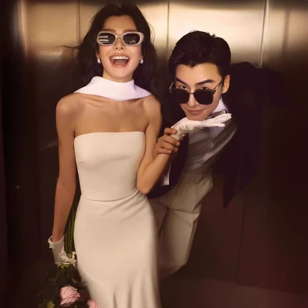 Strapless Simple French Wedding Dress - Luzilly Bridal & Apparel