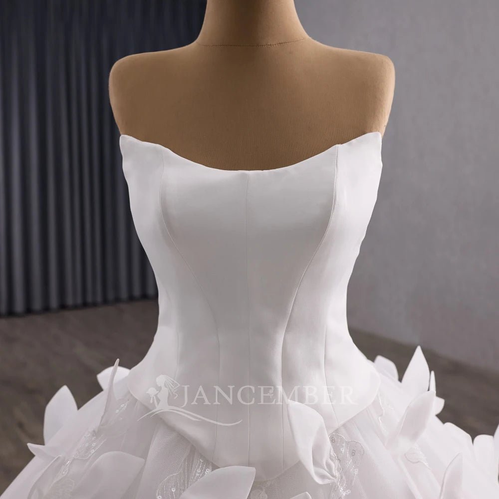 Strapless Sleeveless Ball Gown Wedding Dress with Court Train - Luzilly Bridal & Apparel