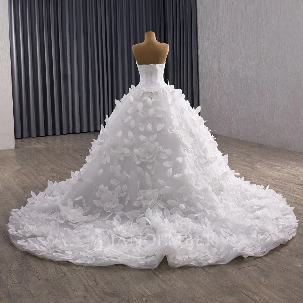 Strapless Sleeveless Ball Gown Wedding Dress with Court Train - Luzilly Bridal & Apparel