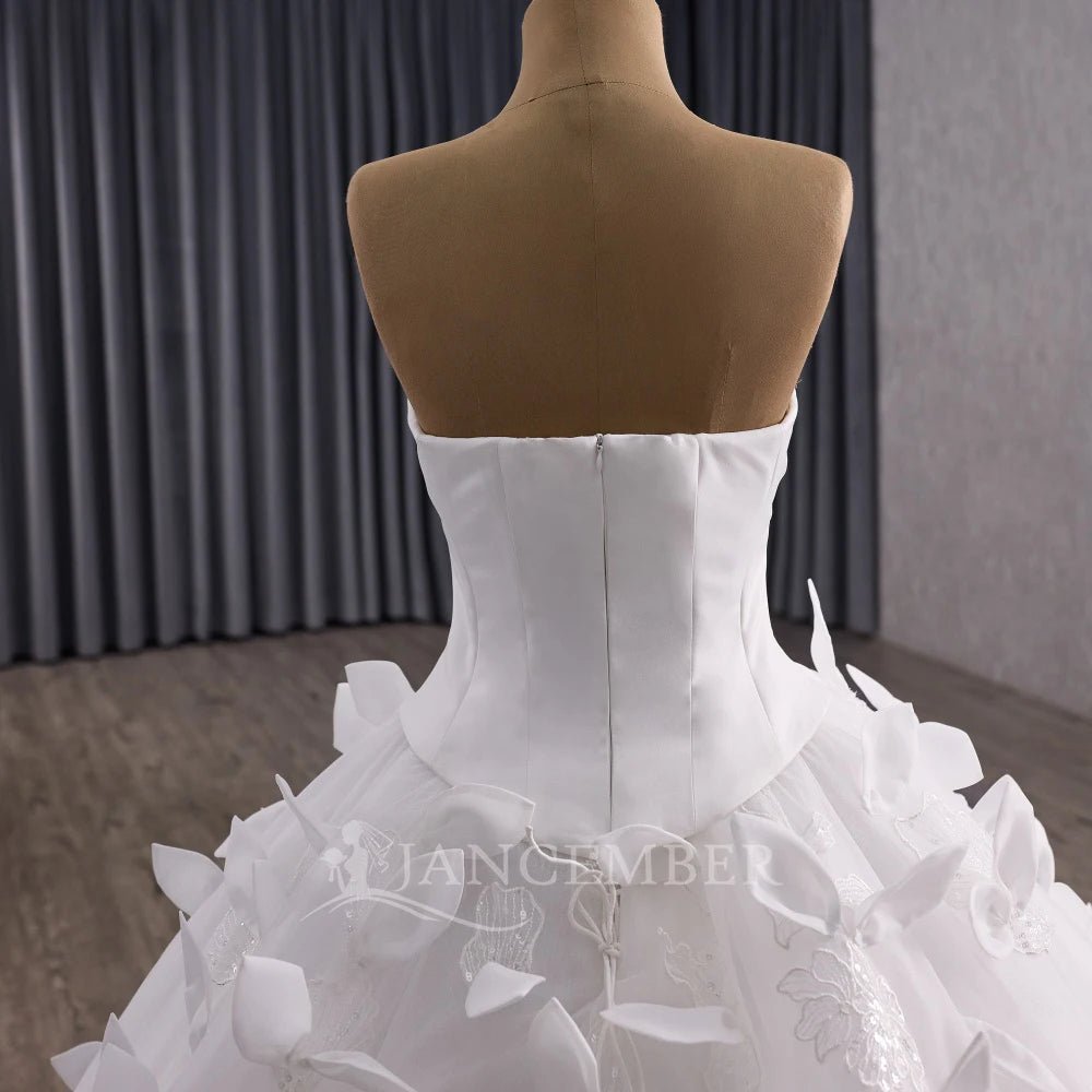 Strapless Sleeveless Ball Gown Wedding Dress with Court Train - Luzilly Bridal & Apparel