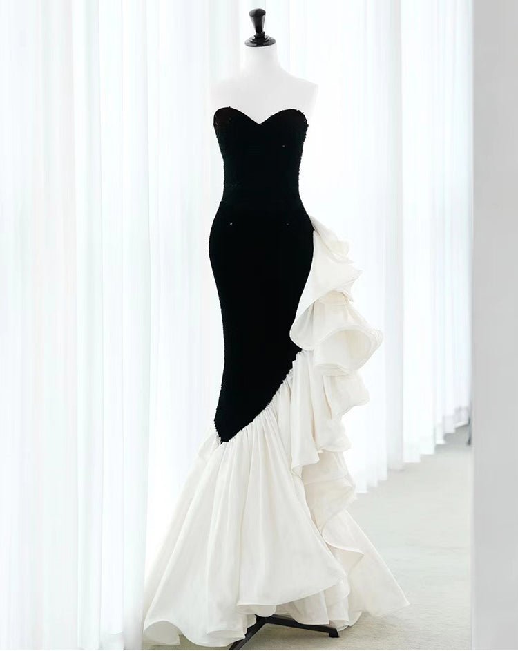 Stunning Strapless Sequin Mermaid Dress with Ruffled Organza - Luzilly Bridal & Apparel