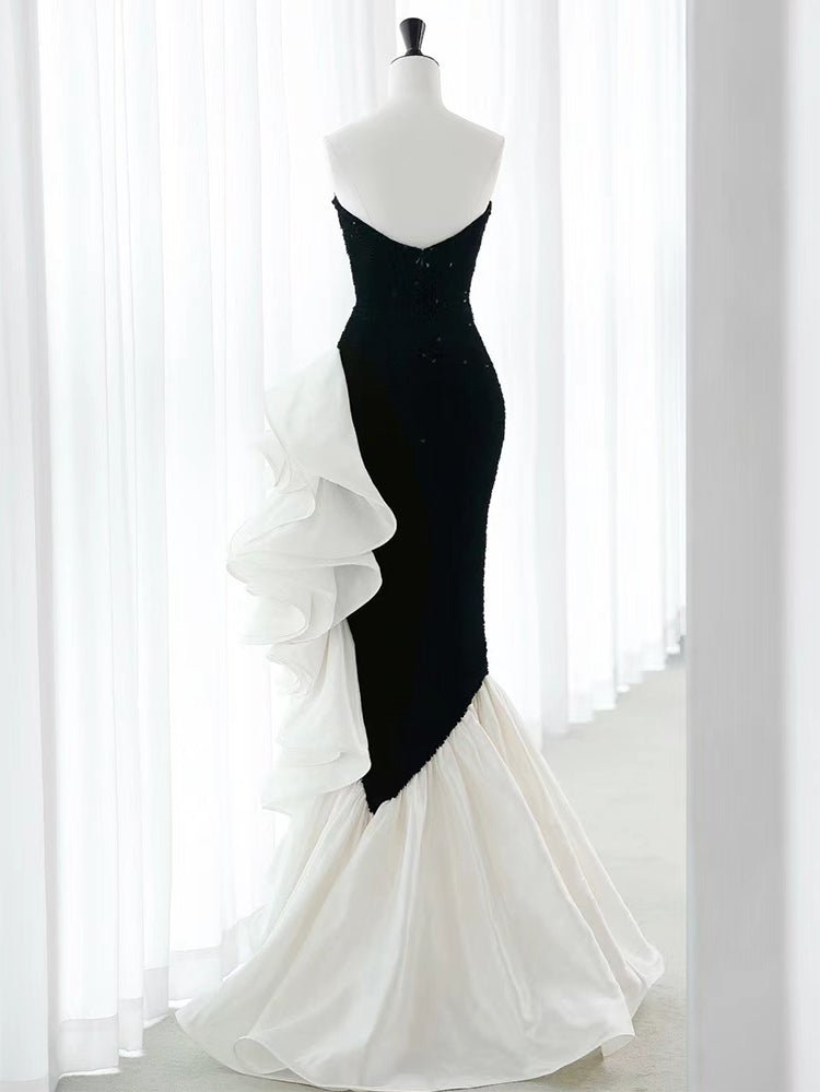 Stunning Strapless Sequin Mermaid Dress with Ruffled Organza - Luzilly Bridal & Apparel