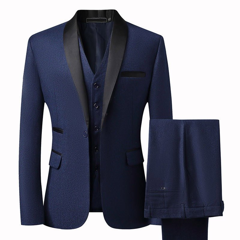 Suit Groom Suit Set Men's Three Piece Slim Fit Korean Version Wedding Dress Business Casual Handsome Suit - Luzilly Bridal & Apparel