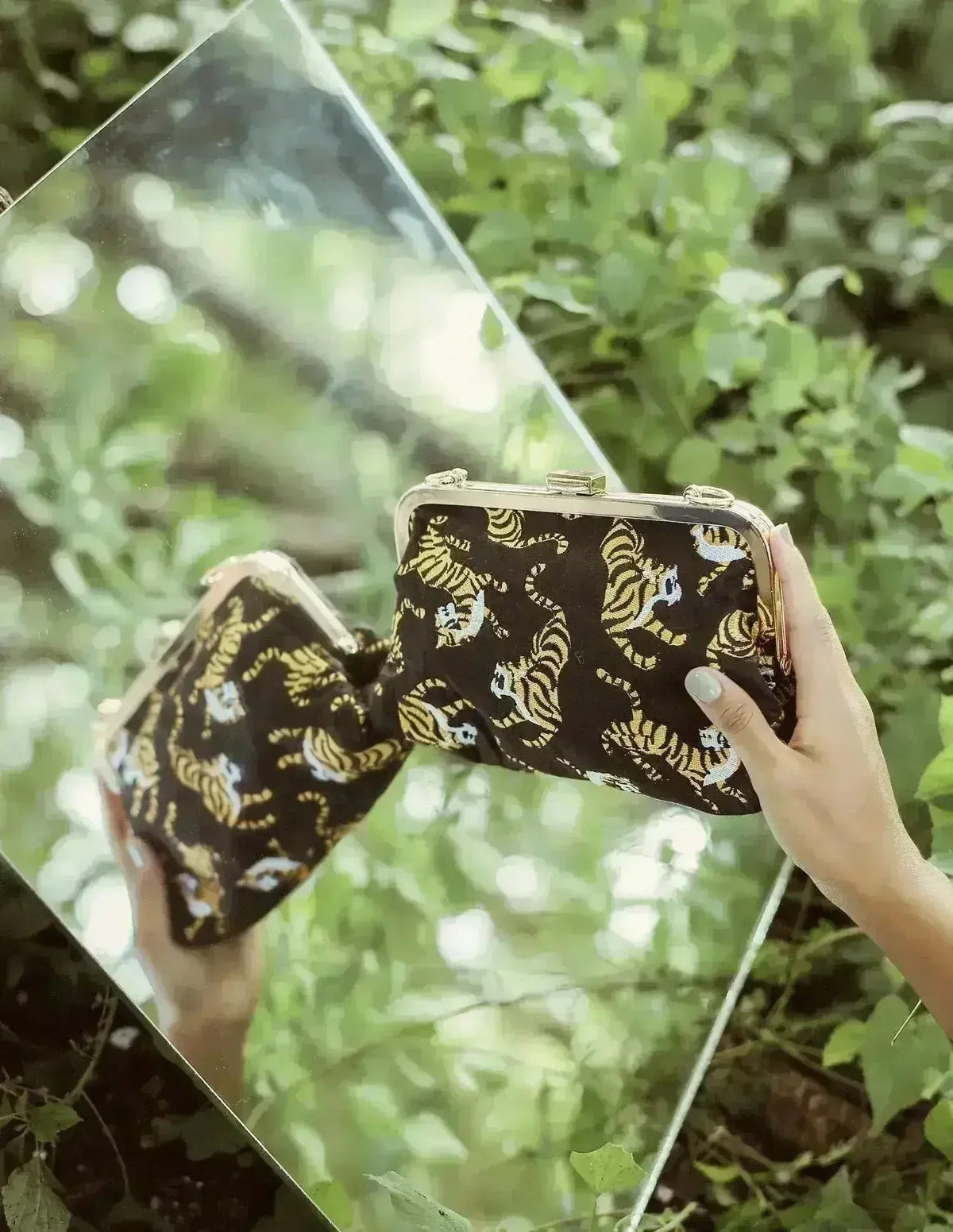 Sumatran Tiger Hand-Beaded Clutch, Black - Luzilly Bridal & Apparel