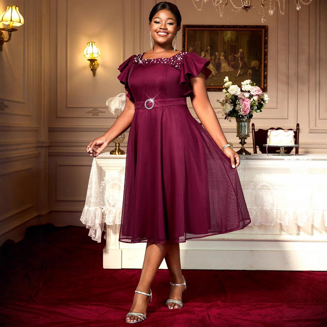 Ruffled Butterfly-Sleeve Dress for Mother of the Bride - Luzilly Bridal & Apparel