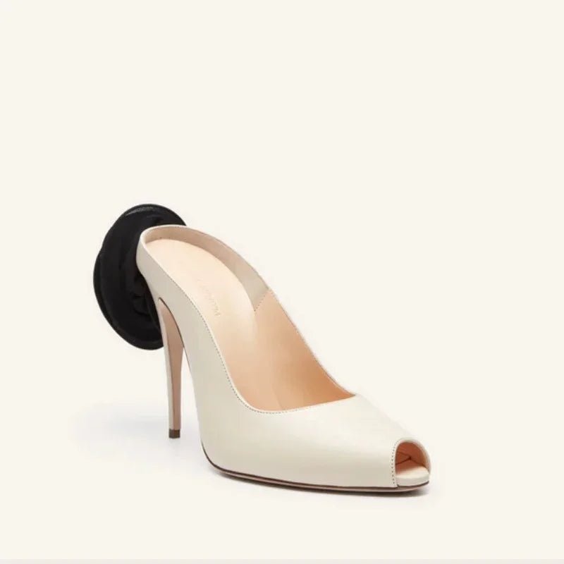 Summer New Fish Mouth Pearl Flower Women's Slim High Heels Slippers Pointed Banquet Wedding Sexy 34-45 High Heel Sandals - Luzilly Bridal & Apparel