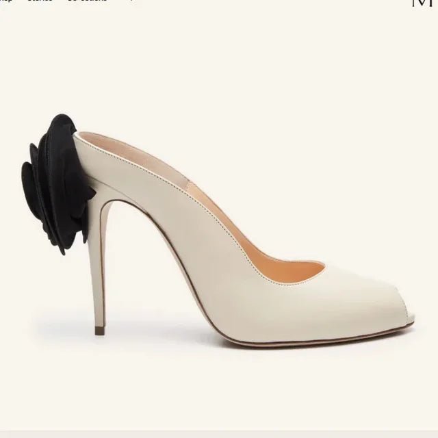 Summer New Fish Mouth Pearl Flower Women's Slim High Heels Slippers Pointed Banquet Wedding Sexy 34-45 High Heel Sandals - Luzilly Bridal & Apparel