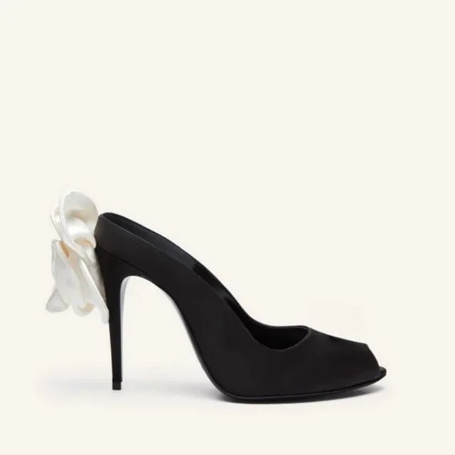 Summer New Fish Mouth Pearl Flower Women's Slim High Heels Slippers Pointed Banquet Wedding Sexy 34-45 High Heel Sandals - Luzilly Bridal & Apparel
