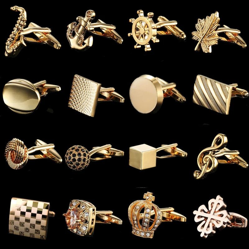 Summer new high quality brass plated 18K Gold luxury gold Cufflinks classic style fashion men's French shirt cufflink man gift - Luzilly Bridal & Apparel