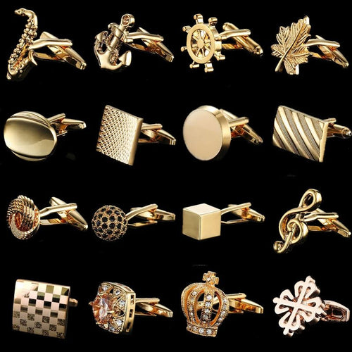 Summer new high quality brass plated 18K Gold luxury gold Cufflinks classic style fashion men's French shirt cufflink man gift - Luzilly Bridal & Apparel