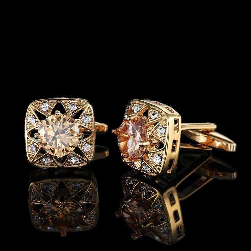 Summer new high quality brass plated 18K Gold luxury gold Cufflinks classic style fashion men's French shirt cufflink man gift - Luzilly Bridal & Apparel