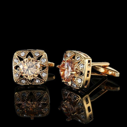 Summer new high quality brass plated 18K Gold luxury gold Cufflinks classic style fashion men's French shirt cufflink man gift - Luzilly Bridal & Apparel