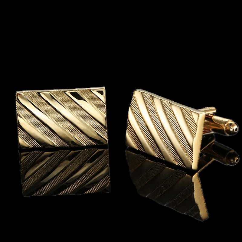 Summer new high quality brass plated 18K Gold luxury gold Cufflinks classic style fashion men's French shirt cufflink man gift - Luzilly Bridal & Apparel