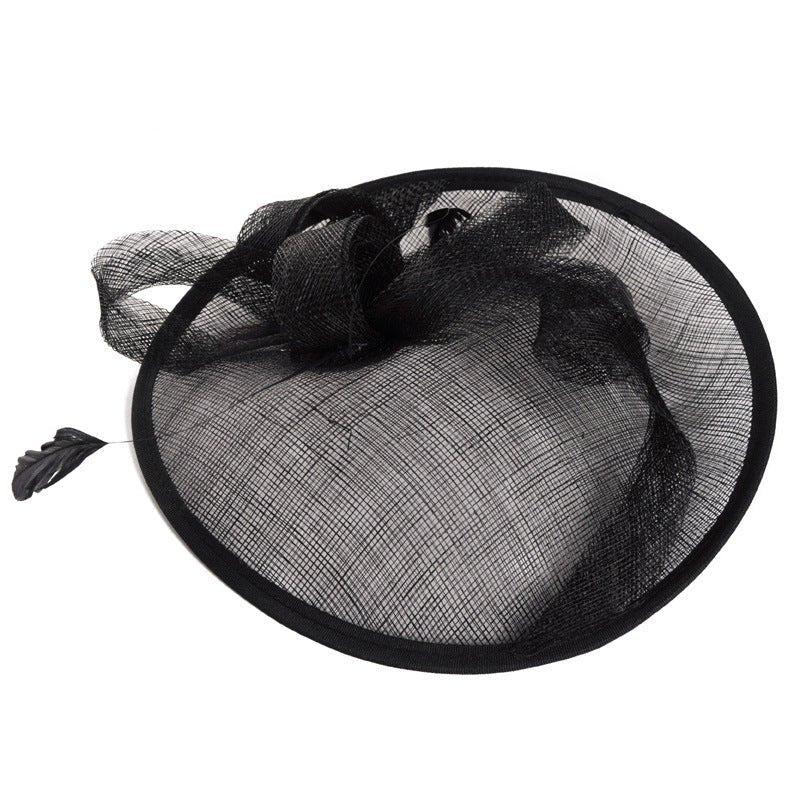 Summer Outdoor Ladies Hat Western-Style Linen Banquet Bridal Hat Bow Feather Headdress - Luzilly Bridal & Apparel