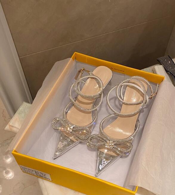 Summer Strappy Pointed Fairy Shoes Transparent Butterfly Rhinestone Stiletto Sandals Net Celebrity High-Heeled Wedding Shoes Women - Luzilly Bridal & Apparel