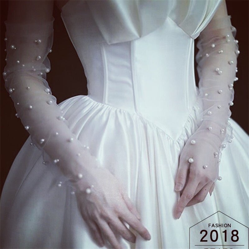 Summer Thin Bridal Pearl Mesh Gloves - Luzilly Bridal & Apparel