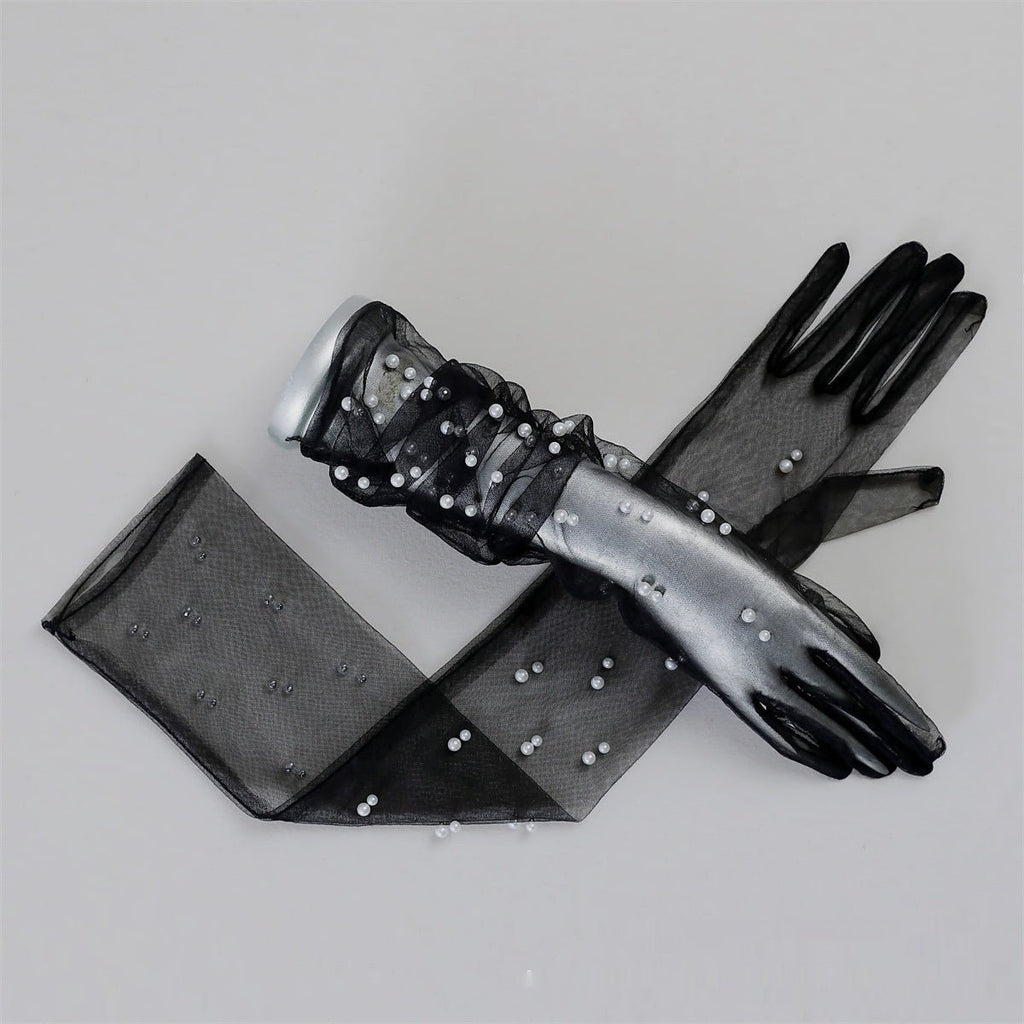 Summer Thin Bridal Pearl Mesh Gloves - Luzilly Bridal & Apparel