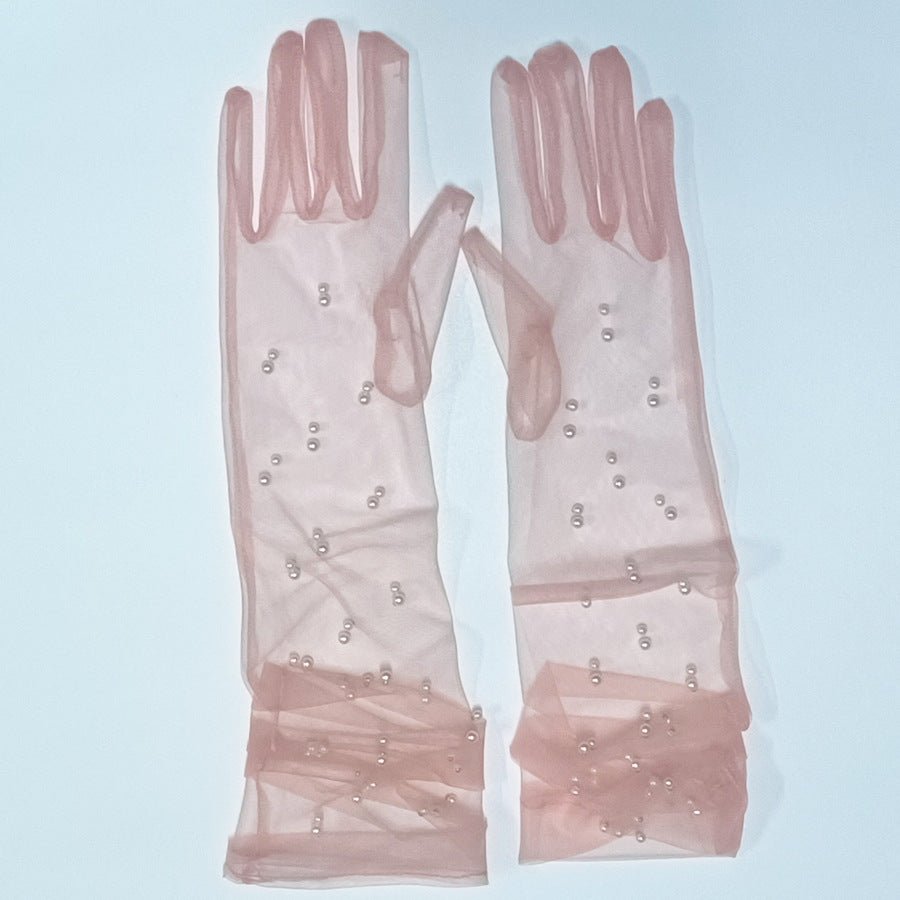 Summer Thin Bridal Pearl Mesh Gloves - Luzilly Bridal & Apparel