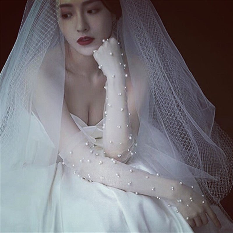 Summer Thin Bridal Pearl Mesh Gloves - Luzilly Bridal & Apparel