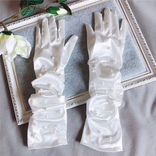 Summer Thin Bridal Pearl Mesh Gloves - Luzilly Bridal & Apparel