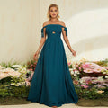 Summer Women Elegant off Shoulder Belt Bow Slimming Evening Dress Niche Bridesmaid Dress - Luzilly Bridal & Apparel