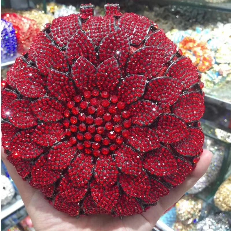 Sunflower Crystal Round Clutch - Luzilly Bridal & Apparel