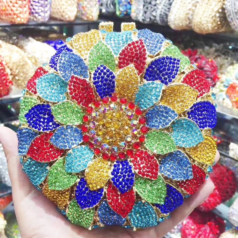 Sunflower Crystal Round Clutch - Luzilly Bridal & Apparel