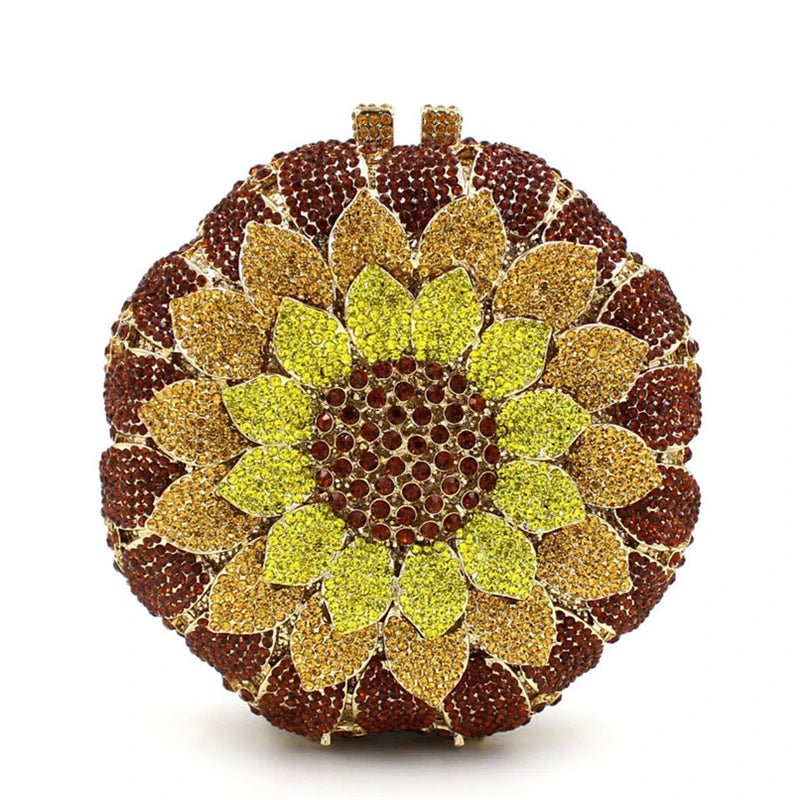 Sunflower Crystal Round Clutch - Luzilly Bridal & Apparel