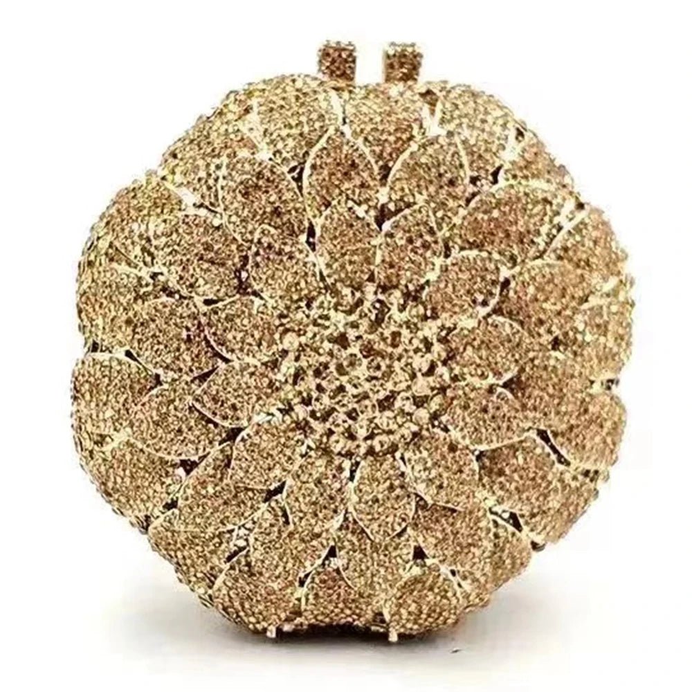 Sunflower Crystal Round Clutch - Luzilly Bridal & Apparel