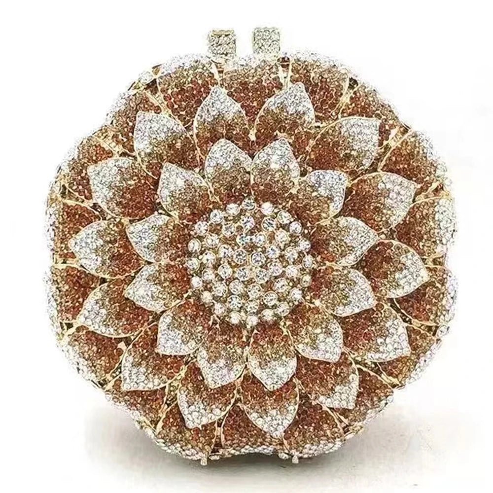 Sunflower Crystal Round Clutch - Luzilly Bridal & Apparel