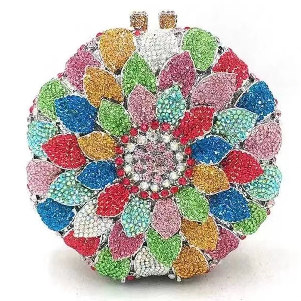 Sunflower Crystal Round Clutch - Luzilly Bridal & Apparel