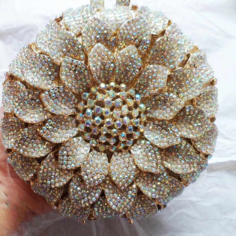 Sunflower Crystal Round Clutch - Luzilly Bridal & Apparel