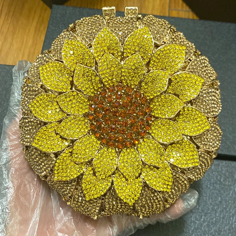 Sunflower Crystal Round Clutch - Luzilly Bridal & Apparel