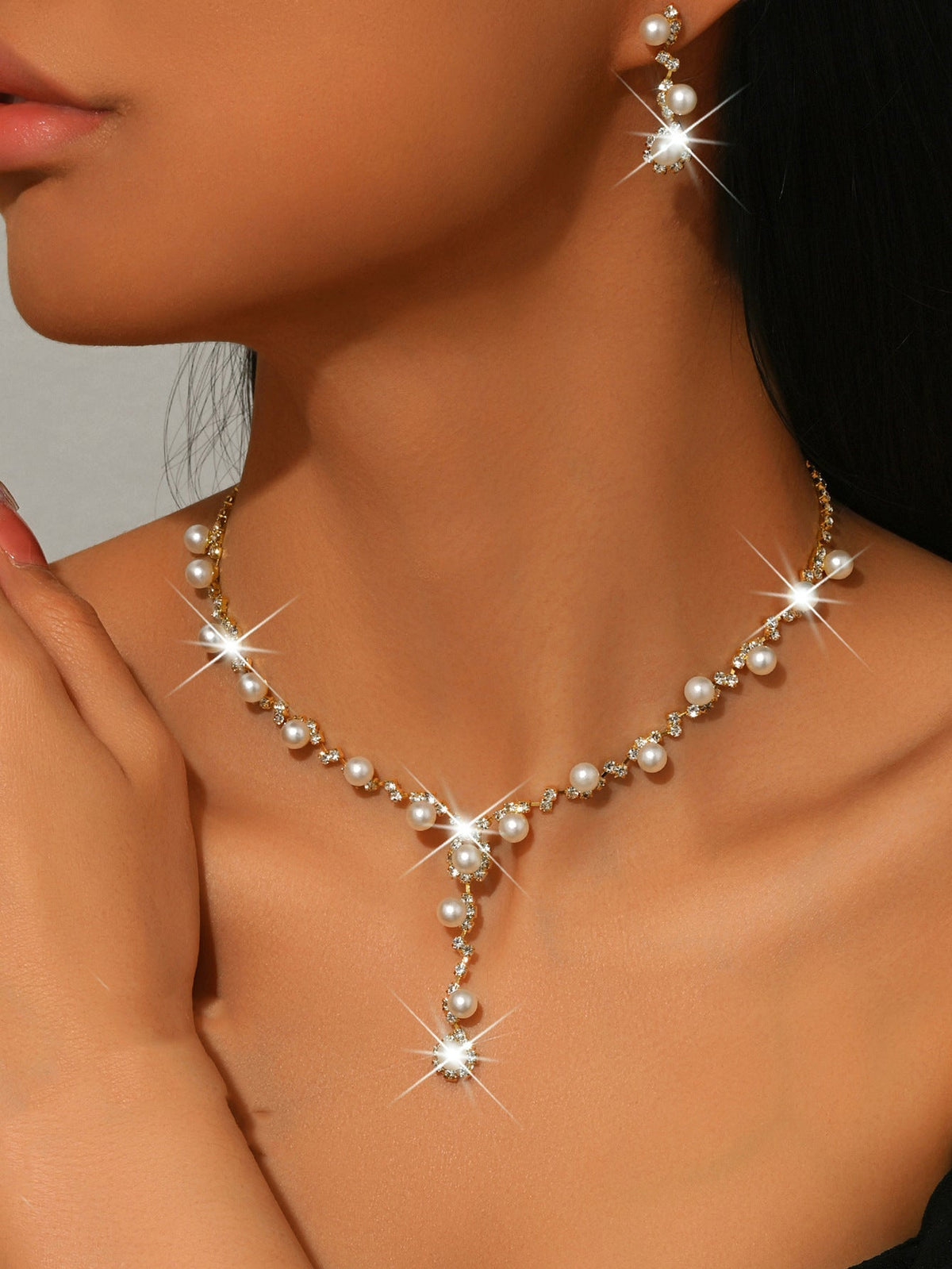 Sunflower Rhinestone & Pearl Three-Piece Set - Luzilly Bridal & Apparel