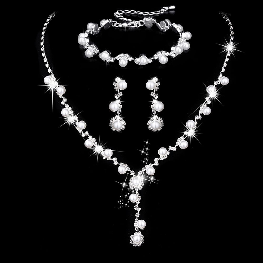 Sunflower Rhinestone & Pearl Three-Piece Set - Luzilly Bridal & Apparel
