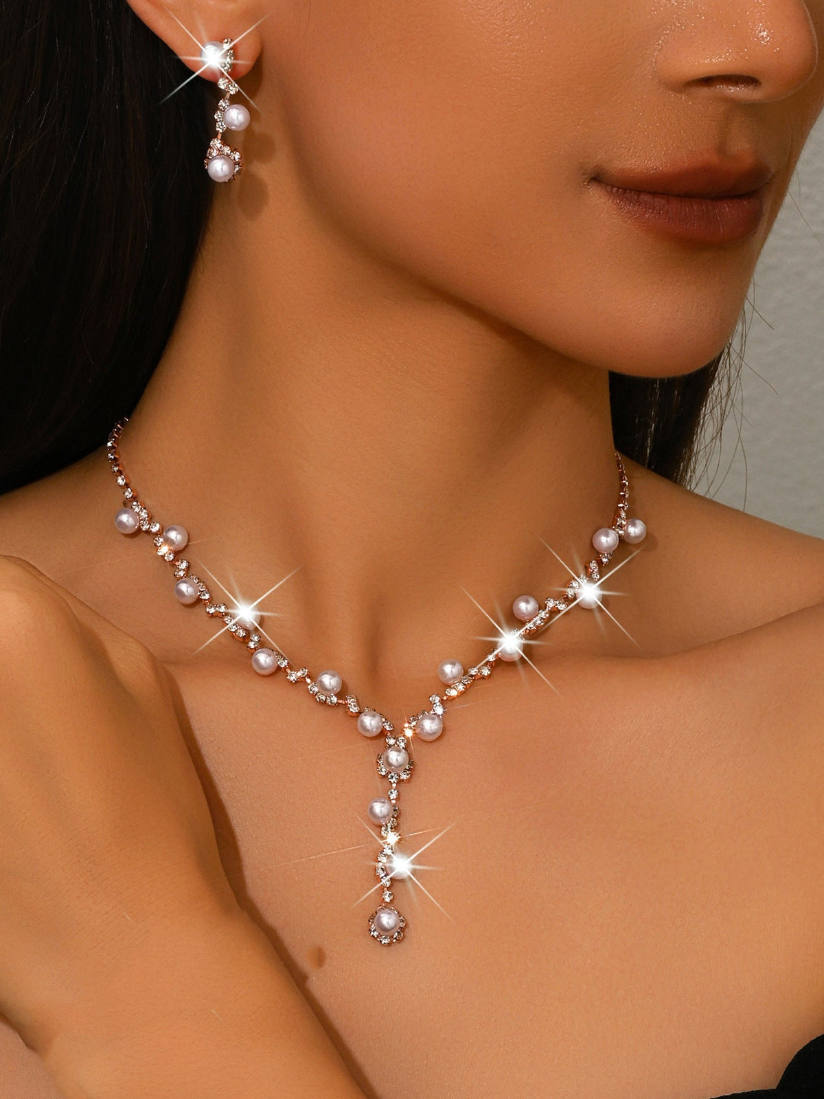 Sunflower Rhinestone & Pearl Three-Piece Set - Luzilly Bridal & Apparel