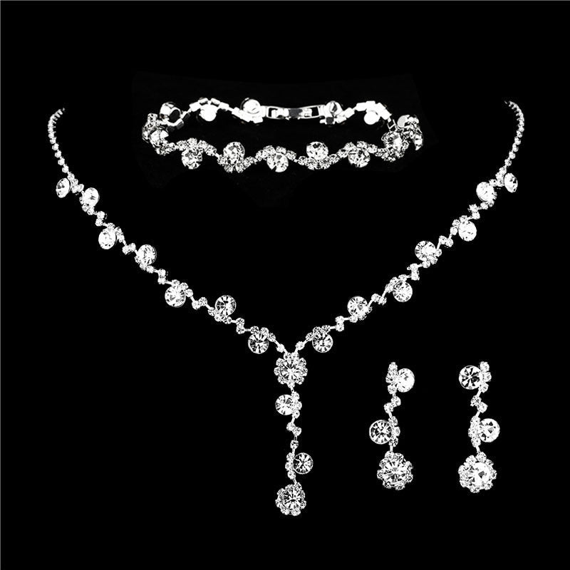 Sunflower Rhinestone & Pearl Three-Piece Set - Luzilly Bridal & Apparel