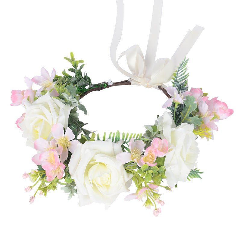 Super Fairy Girl Bride Scenic Area Photography Flower Wreath Hair Accessories Handmade Silk Flower Wreath Headwear - Luzilly Bridal & Apparel